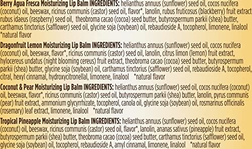 Burt's Bees Lip Balm - Pink Grapefruit, Mango, Coconut & Pear, and Pomegranate Pack, Lip Moisturizer With Beeswax, Tint-Free, Natural Origin Conditioning Treatment, 4 Tubes, 0.15 oz.