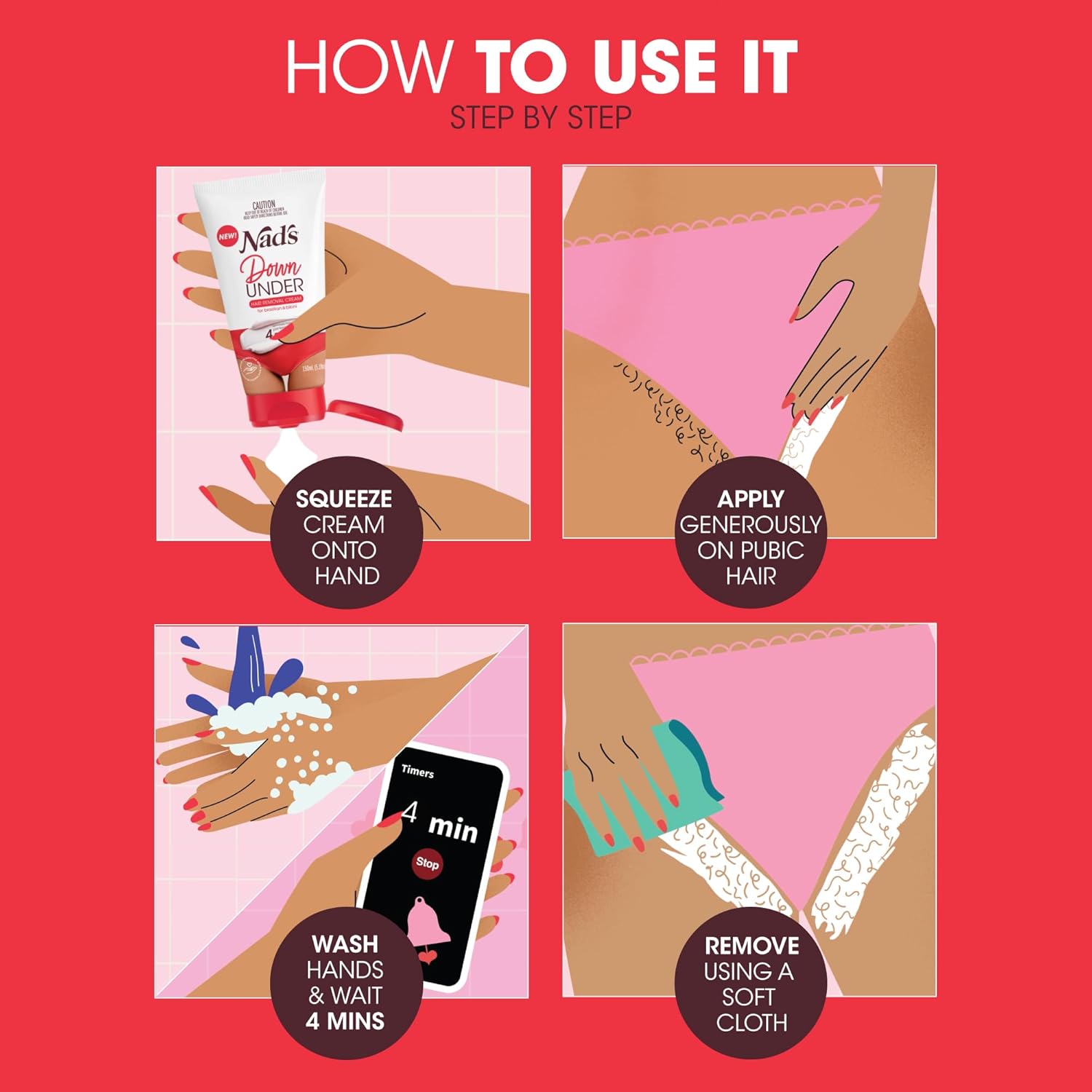 Nad's Down Under Cream for Women, Intimate Hair Removal Cream 150 ml