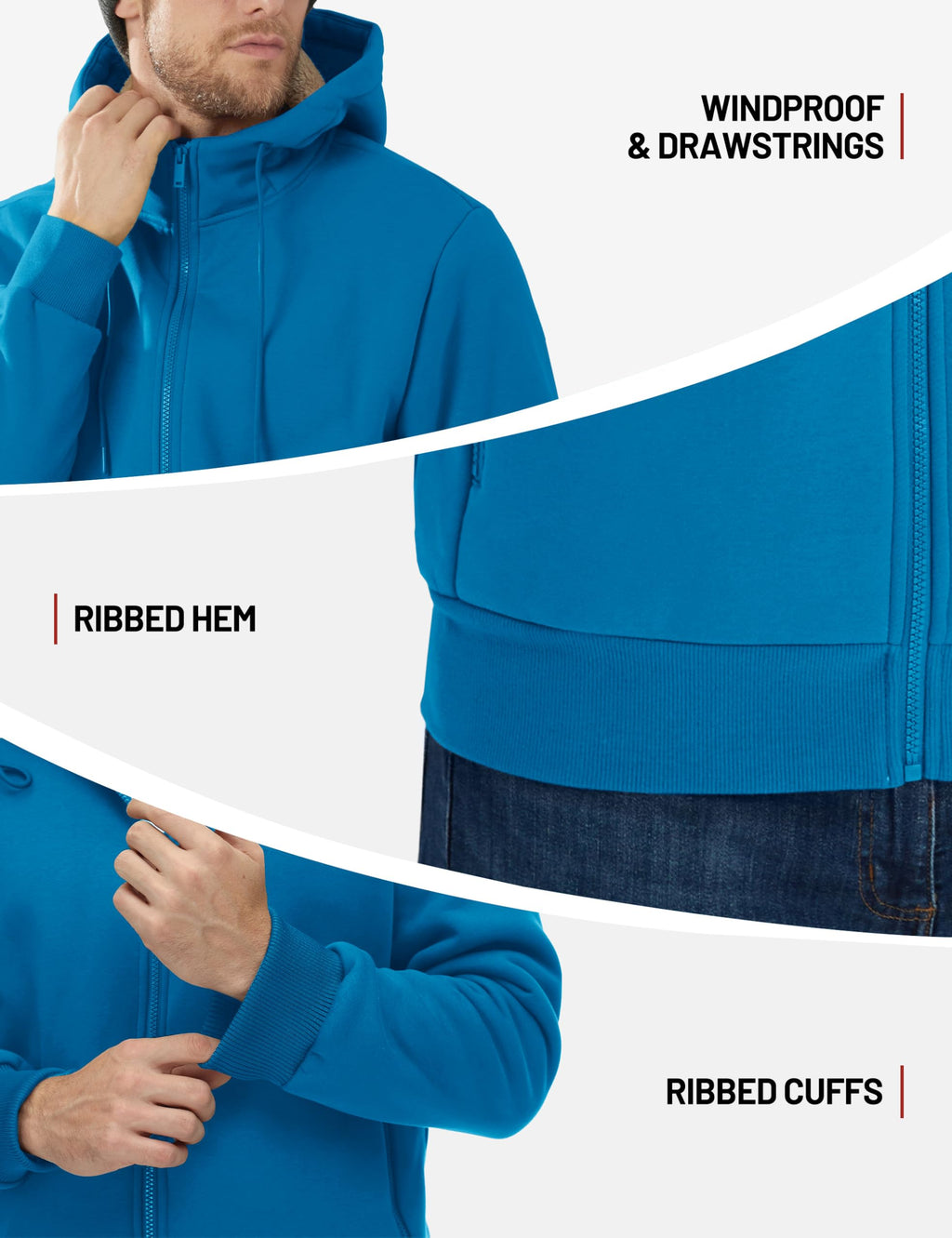 TACVASEN Men's Zip Up Sherpa Lined Hoodies Thick Fleece Heavyweight Jacket Windproof Thermal Zipper Sweatshirt