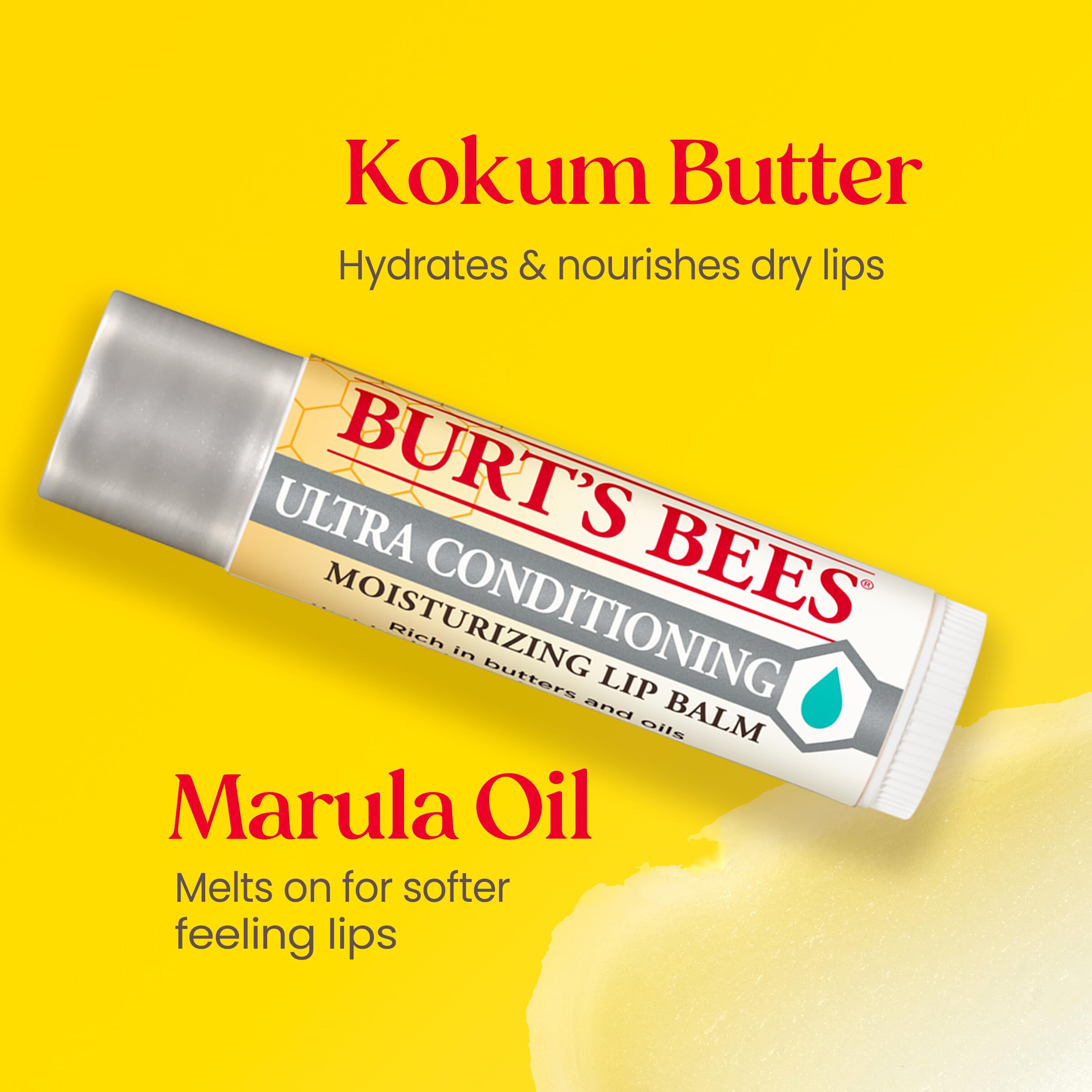 Burt's Bees Lip Balm - Pink Grapefruit, Mango, Coconut & Pear, and Pomegranate Pack, Lip Moisturizer With Beeswax, Tint-Free, Natural Origin Conditioning Treatment, 4 Tubes, 0.15 oz.