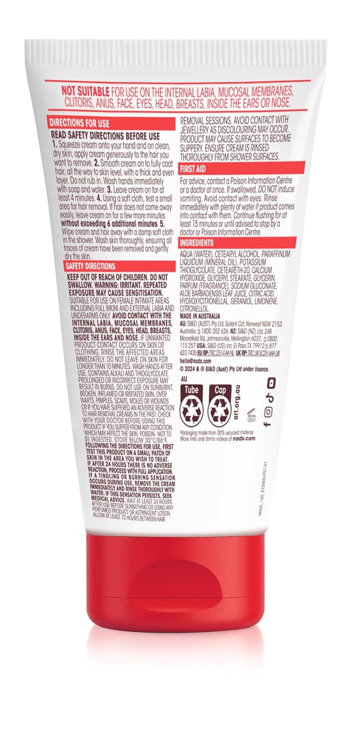 Nad's Down Under Cream for Women, Intimate Hair Removal Cream 150 ml