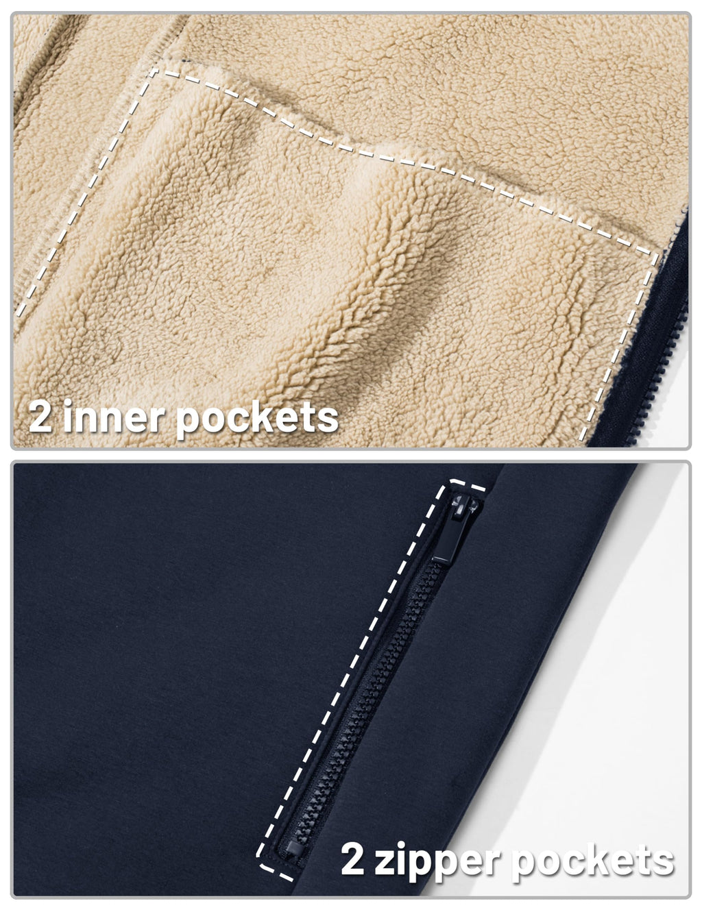 TACVASEN Men's Zip Up Sherpa Lined Hoodies Thick Fleece Heavyweight Jacket Windproof Thermal Zipper Sweatshirt