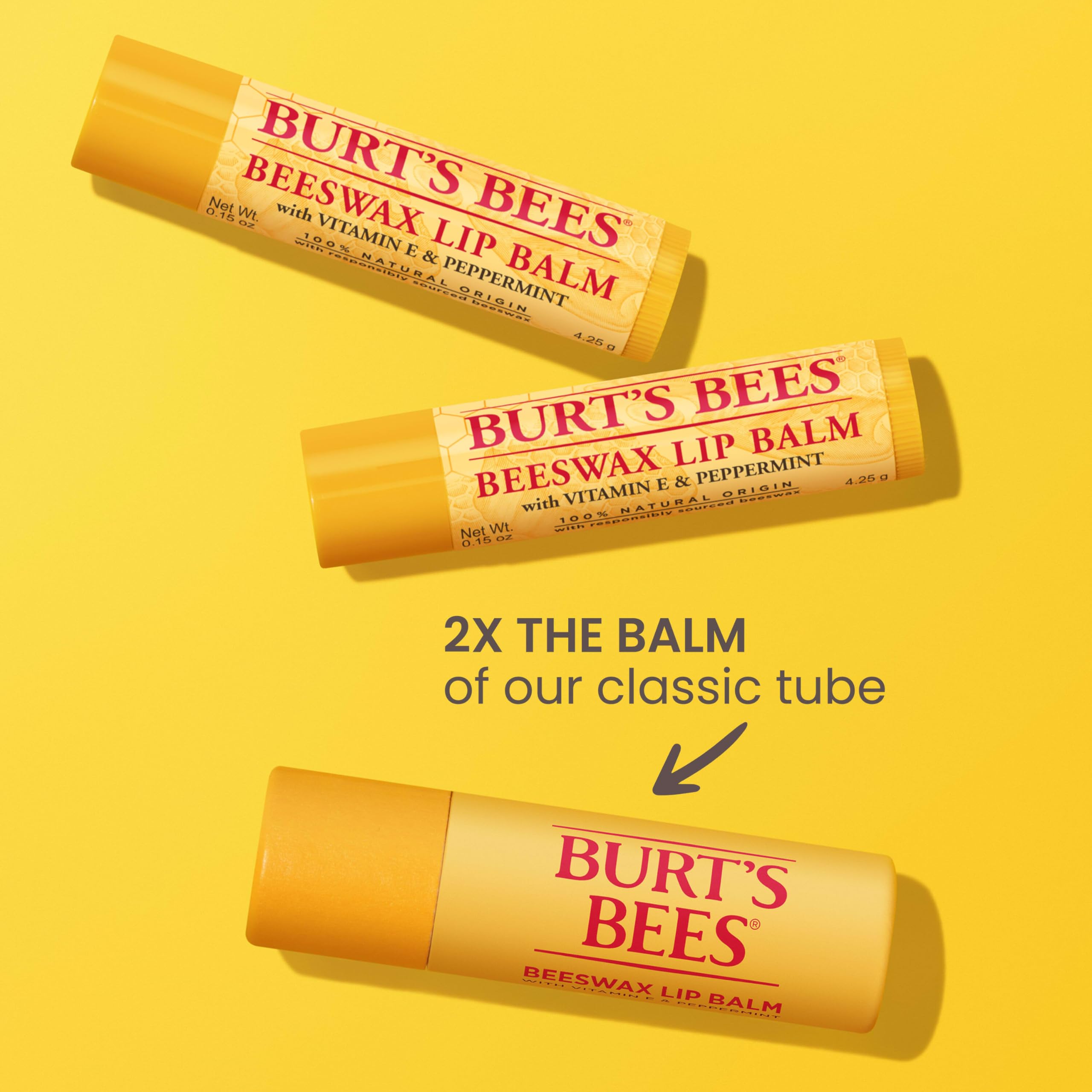 Burt's Bees Lip Balm - Pink Grapefruit, Mango, Coconut & Pear, and Pomegranate Pack, Lip Moisturizer With Beeswax, Tint-Free, Natural Origin Conditioning Treatment, 4 Tubes, 0.15 oz.