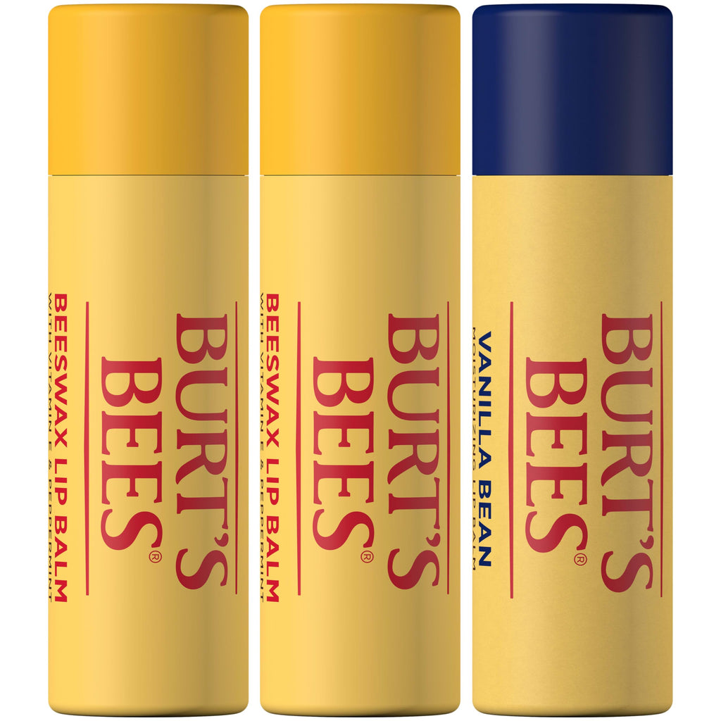 Burt's Bees Lip Balm - Pink Grapefruit, Mango, Coconut & Pear, and Pomegranate Pack, Lip Moisturizer With Beeswax, Tint-Free, Natural Origin Conditioning Treatment, 4 Tubes, 0.15 oz.