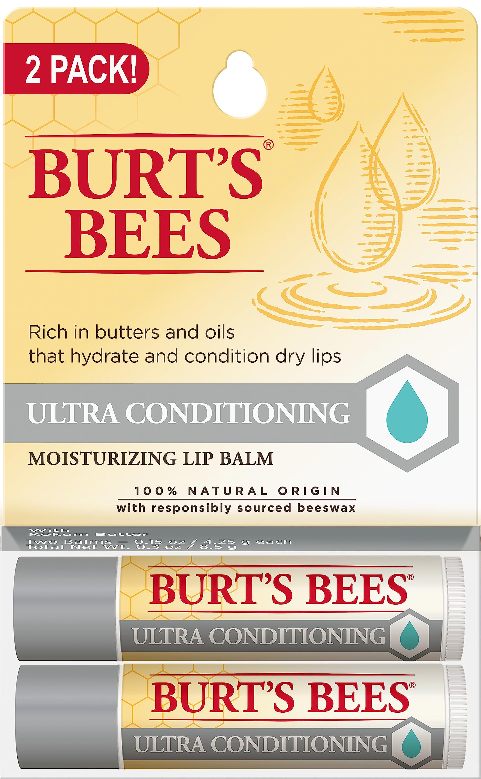 Burt's Bees Lip Balm - Pink Grapefruit, Mango, Coconut & Pear, and Pomegranate Pack, Lip Moisturizer With Beeswax, Tint-Free, Natural Origin Conditioning Treatment, 4 Tubes, 0.15 oz.