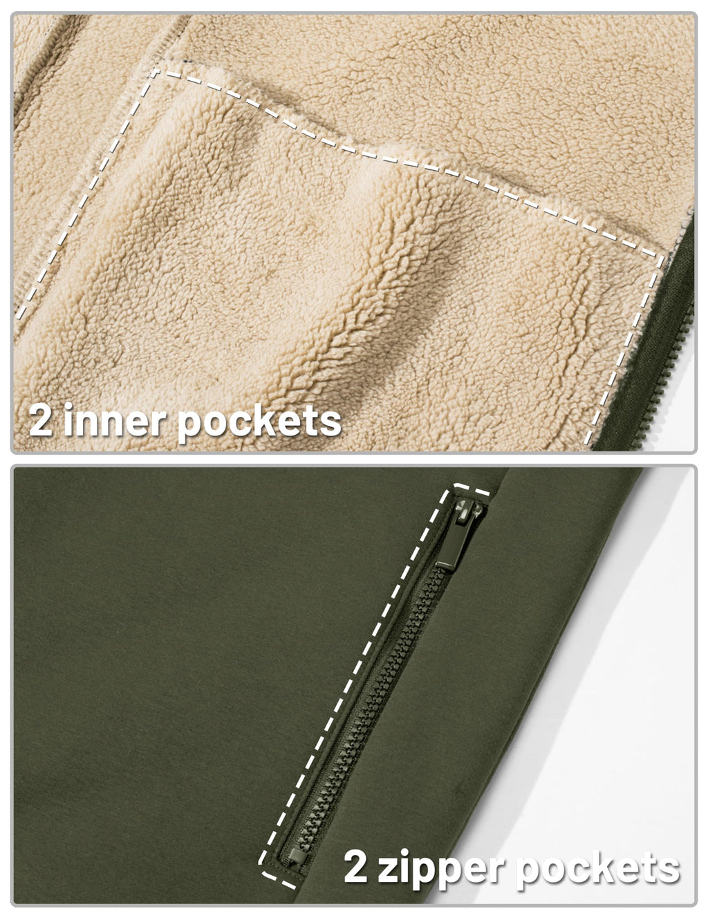 TACVASEN Men's Zip Up Sherpa Lined Hoodies Thick Fleece Heavyweight Jacket Windproof Thermal Zipper Sweatshirt