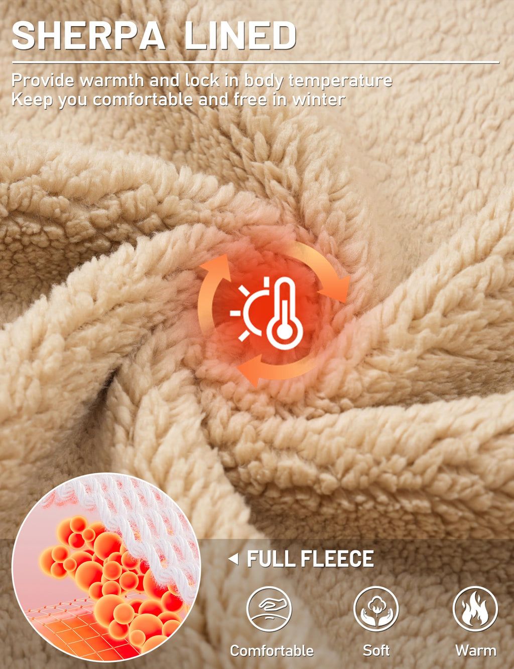 TACVASEN Men's Zip Up Sherpa Lined Hoodies Thick Fleece Heavyweight Jacket Windproof Thermal Zipper Sweatshirt