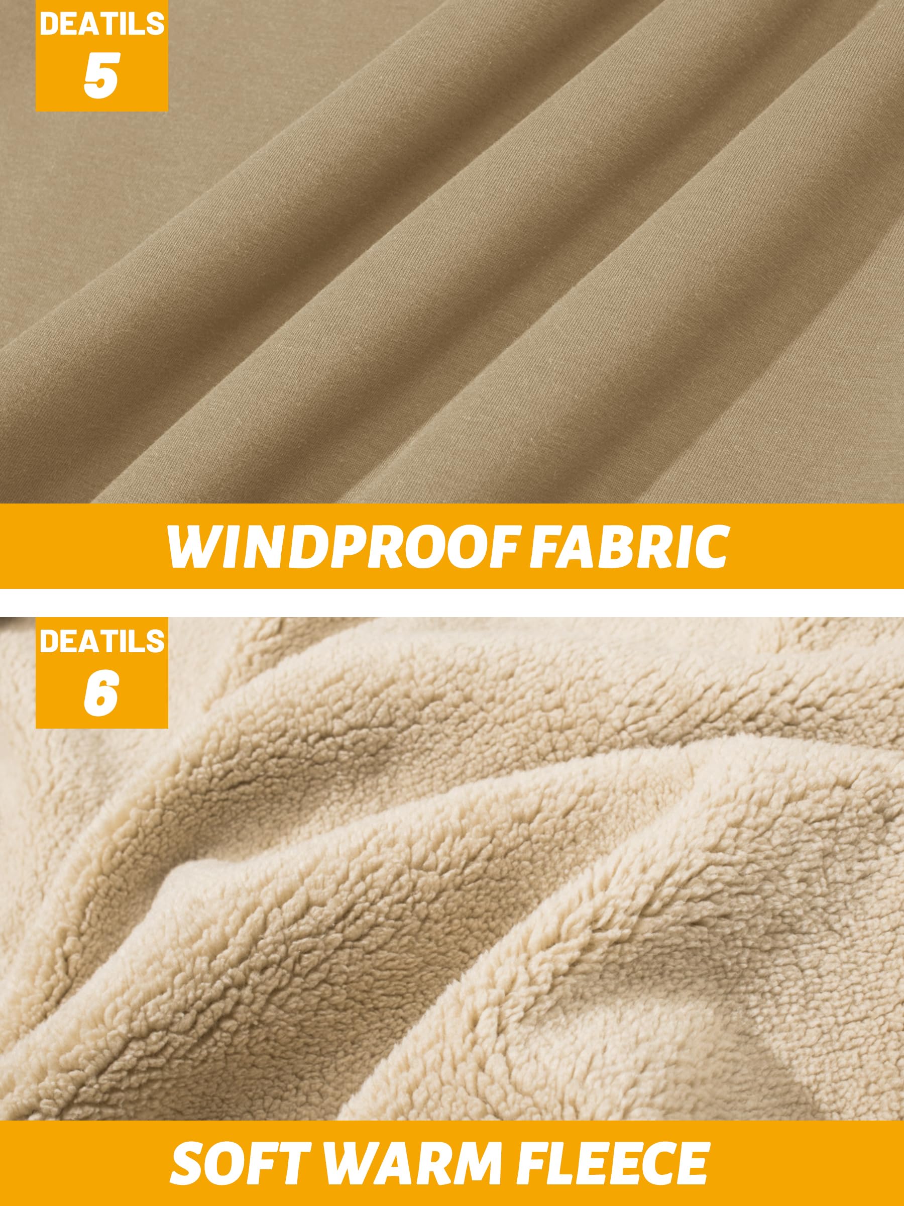 TACVASEN Men's Zip Up Sherpa Lined Hoodies Thick Fleece Heavyweight Jacket Windproof Thermal Zipper Sweatshirt