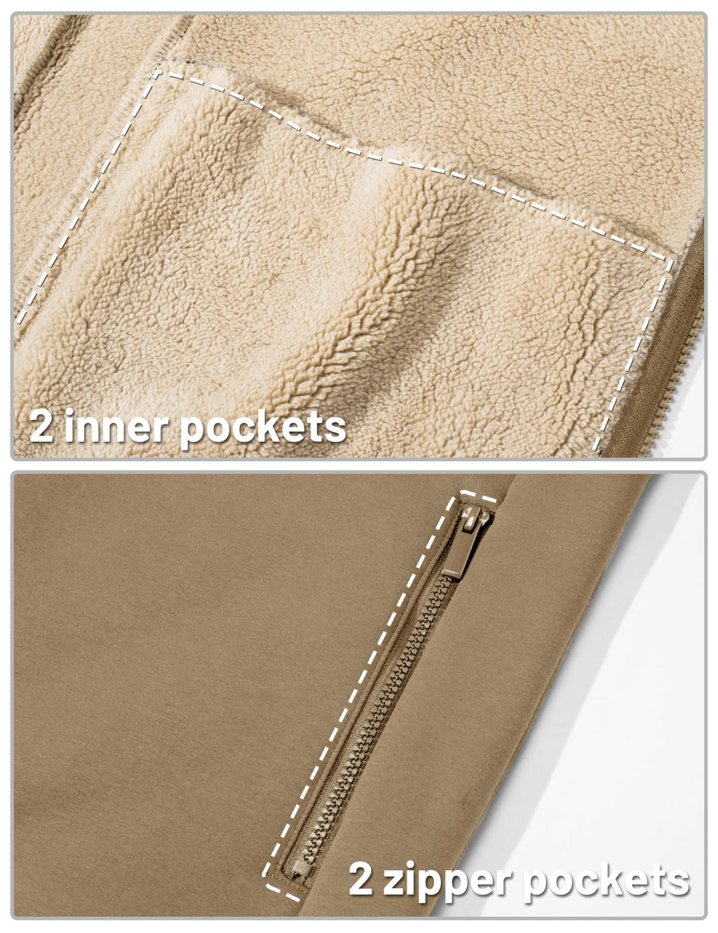 TACVASEN Men's Zip Up Sherpa Lined Hoodies Thick Fleece Heavyweight Jacket Windproof Thermal Zipper Sweatshirt