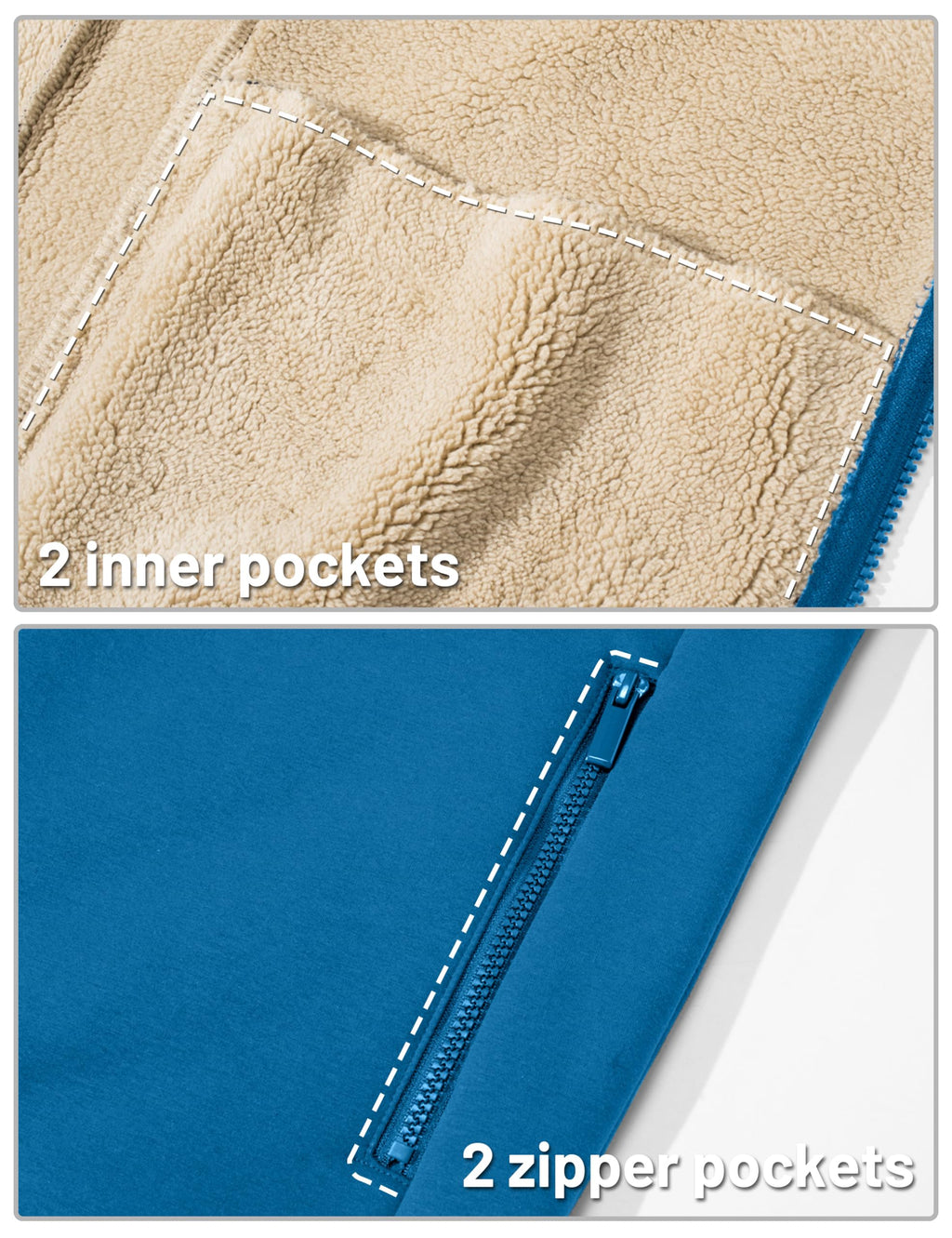 TACVASEN Men's Zip Up Sherpa Lined Hoodies Thick Fleece Heavyweight Jacket Windproof Thermal Zipper Sweatshirt