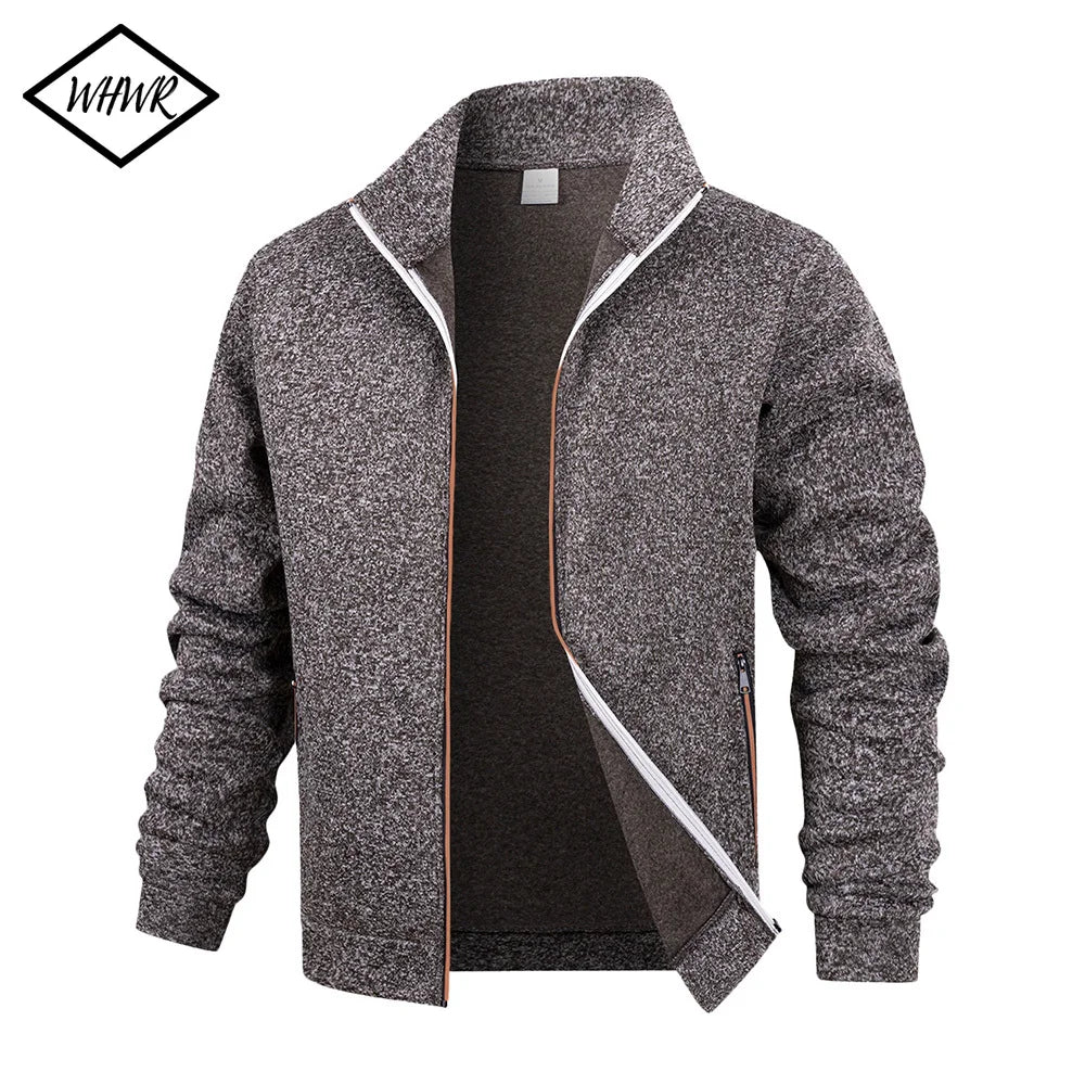 Men's Fleece Zip Jacket Warm Sports  Cardigan Outdoor Daily Basic Turtleneck Hoodies Autumn Winter Casual Jackets Sweatshirts
