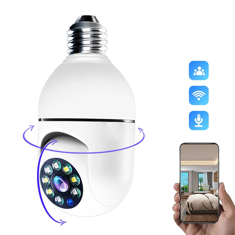 Wireless Bulb Camera Wifi E27 Bulb Camera 360 degree WiFi Security Camera Full-color High-definition Night Vision