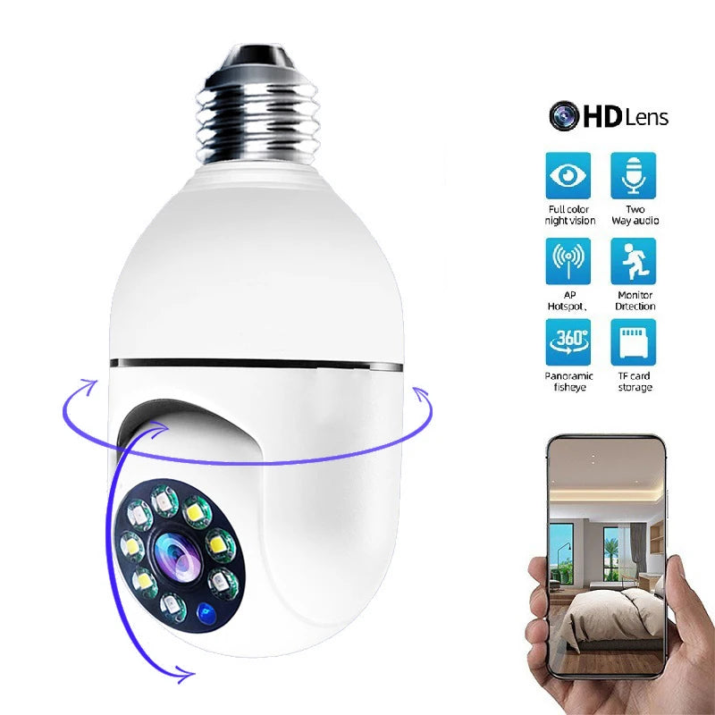 Wireless Bulb Camera Wifi E27 Bulb Camera 360 degree WiFi Security Camera Full-color High-definition Night Vision