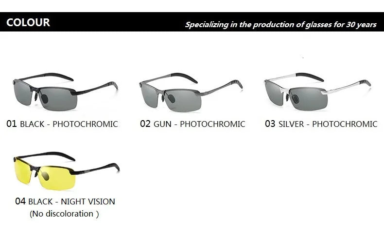 Photochromic Sunglasses Men Polarized Driving Chameleon Glasses Male Change Color Sun Glasses Day Night Vision Driver's Eyewear