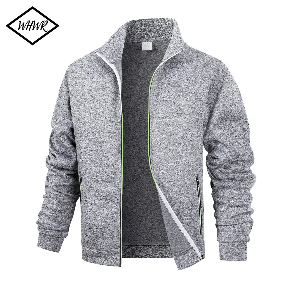 Men's Fleece Zip Jacket Warm Sports  Cardigan Outdoor Daily Basic Turtleneck Hoodies Autumn Winter Casual Jackets Sweatshirts