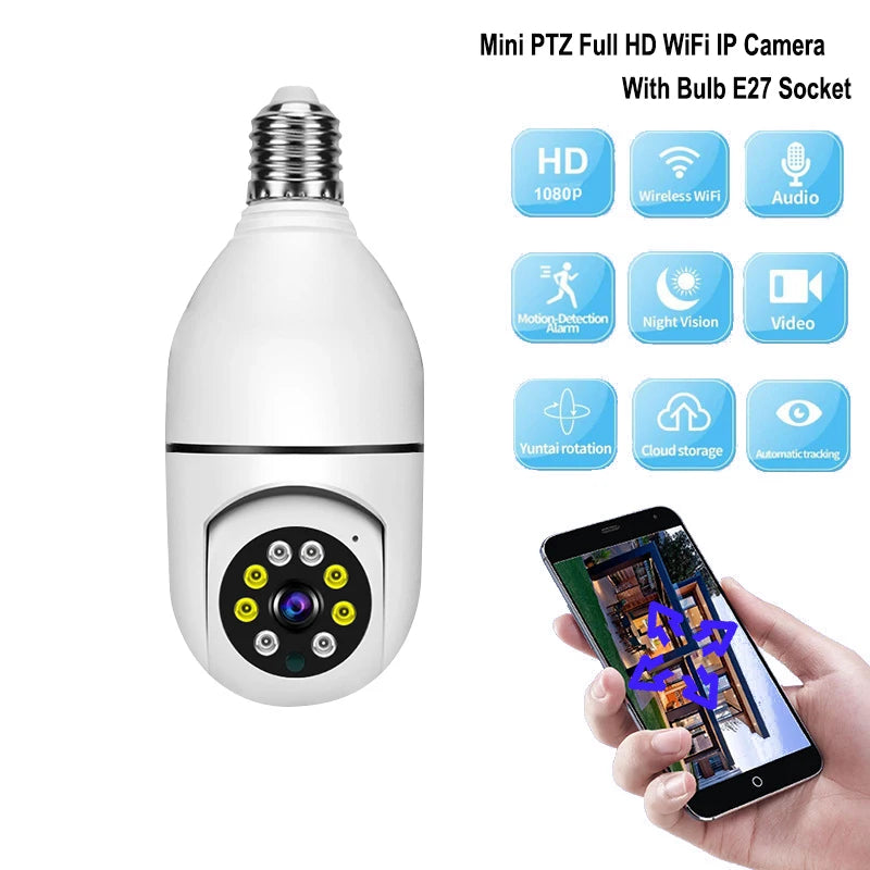 Wireless Bulb Camera Wifi E27 Bulb Camera 360 degree WiFi Security Camera Full-color High-definition Night Vision