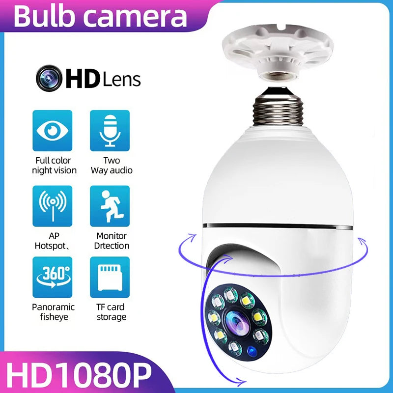 Wireless Bulb Camera Wifi E27 Bulb Camera 360 degree WiFi Security Camera Full-color High-definition Night Vision