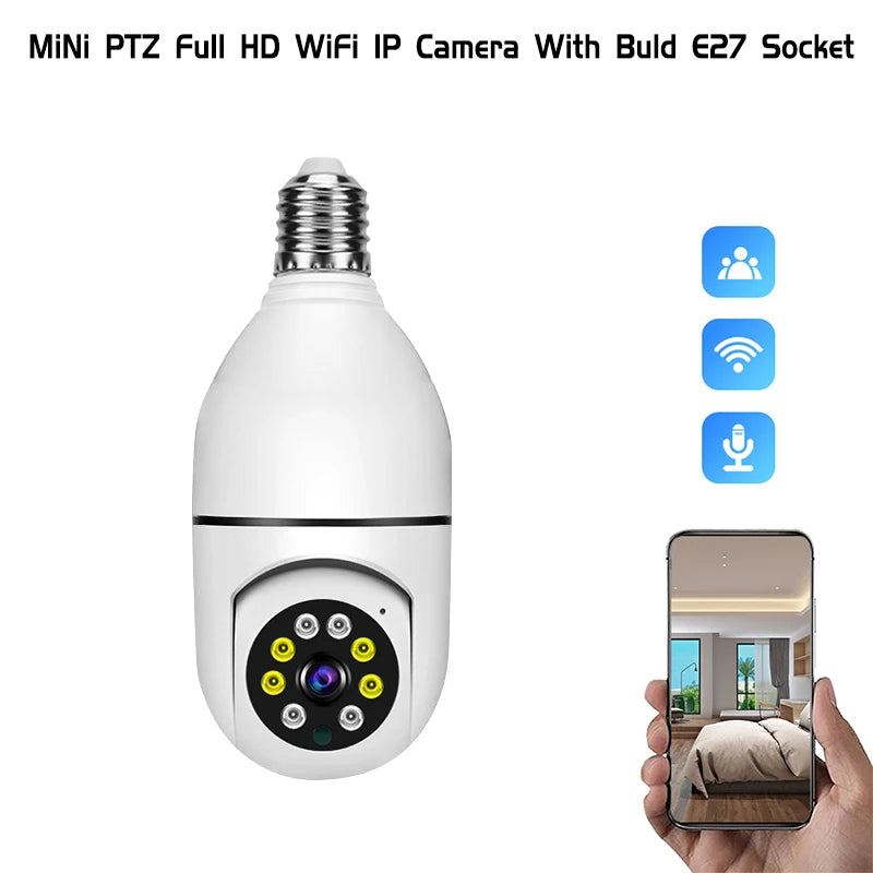 Wireless Bulb Camera Wifi E27 Bulb Camera 360 degree WiFi Security Camera Full-color High-definition Night Vision