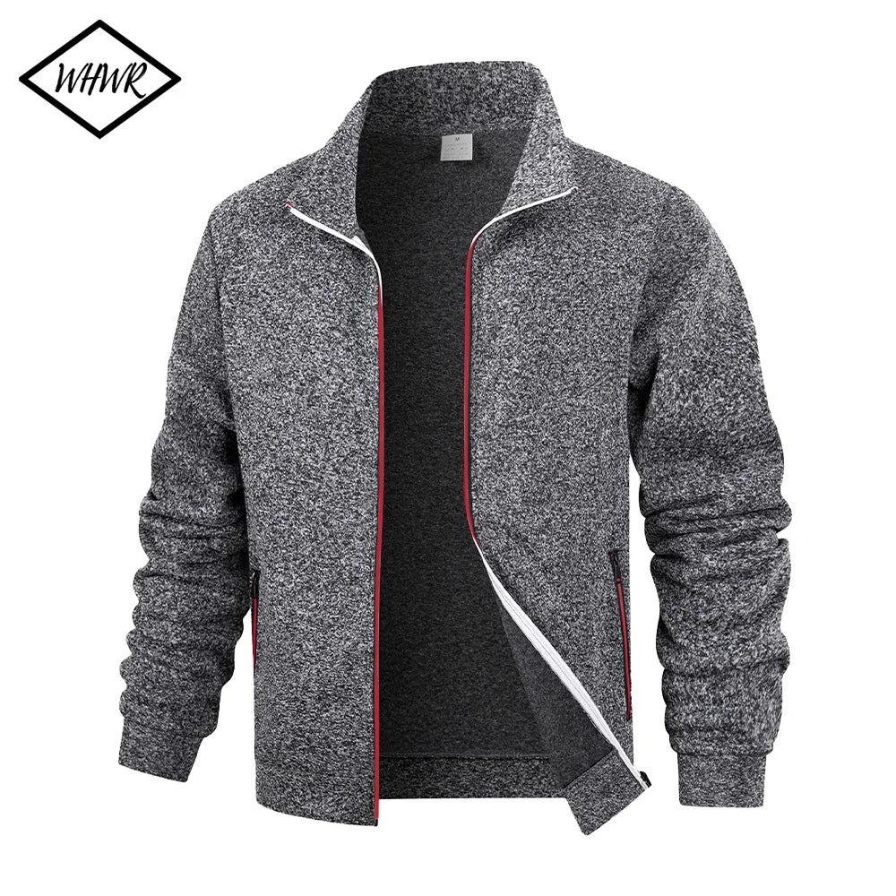 Men's Fleece Zip Jacket Warm Sports  Cardigan Outdoor Daily Basic Turtleneck Hoodies Autumn Winter Casual Jackets Sweatshirts